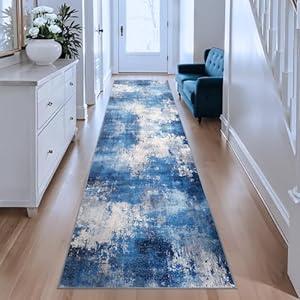 Modern Abstract 24x70 Runner Rug, Blue