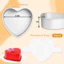 3 x 6 Inch Heart Shaped Cake Pan with 50 Pieces Parchment Paper,Non-stick Aluminum Heart Cake Pan Baking Tin for Birthday Wedding