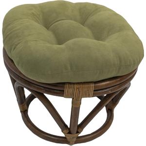 Blazing Needles Solid Microsuede Tufted Round Footstool Cushion, 18", Sage Green
