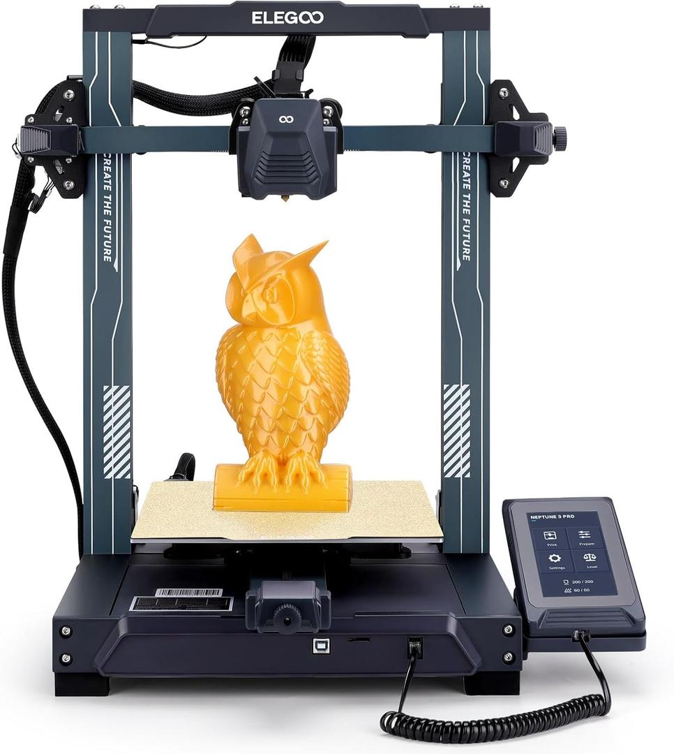ELEGOO Neptune 3 Pro FDM 3D Printer with Automatic Bed Level, Dual Gear Direct Extruder, Dual Lead Screw Drive, Removable Capacitive Screen, 225x225x280mm³
