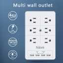 Multi Plug Outlet Surge Protector Nikleb, 12 Electrical Outlets Extender with 4 USB Charging Ports Total 4.8A, Wall Plug Expander 3 Prong for Room, Office, Gaming, Cord Organizer Accessories