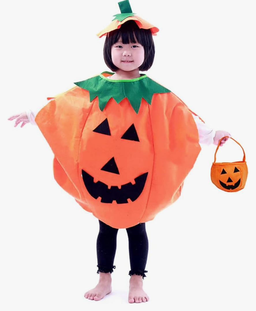 Etistta Halloween 3PC Pumpkin Costume for Kids Children Cosplay Party Clothes (Orange)