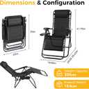 Alpen Zero Gravity Lounge Chair Set of 2, Patio Chair Folding Lounge Chairs for Outside, Portable Camping Chairs with Pillow and Cup Holder, Outdoor Recliner for Beach Outdoor Camping, Black