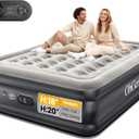 OhGeni Queen Air Mattress with Built in Pump, Inflatable Mattress Blow Up Mattress 18 Raised Comfort,Upgraded Surface Portable Bed, Air Bed for Home, Guest, Camping, Colchone Inflable, 650 lbs
