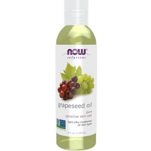 NOW Foods Solutions, Grapeseed Oil, Skin Care for Sensitive Skin, Light Silky Moisturizer for All Skin Types, 4-Ounce (4 Fl Oz (Pack of 1))