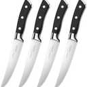 OAKSWARE Steak Knives, Non Serrated Steak Knife Set of 4, German Steel Steak Knife Set 5 Inch, 4 Pieces Professional Straight Edge Knives - Full Tang Ergonomic Handle
