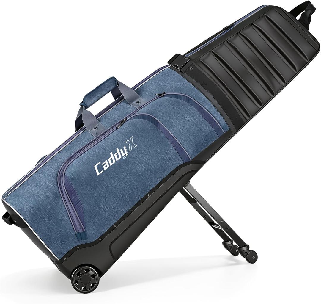 Premium Golf Travel Bag for Airlines with 4-Wheel Hands-Free Rolling & 2-Wheel Pull Mode, Enhanced Head Protection, Reinforced Hard Base, Size	14.8 x 13.8 x 52.0 inches