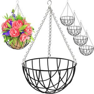 14 Inch Metal Hanging Baskets for Plants Outdoor, 4 Pack Round Hanging Wire Baskets for Plants with Chain, for Outdoor, Porch, Lawn, Garden
