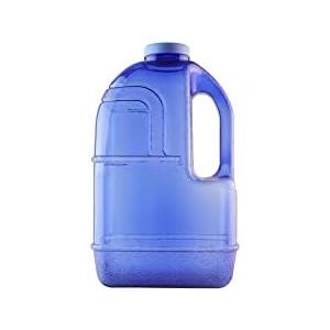 New Wave Enviro 1 Gallon Square BPA Free Bottle with Screw Top Cap and Integrated Handle, Space Saving Design, Ideal for Gym and Outdoor Life, Blue