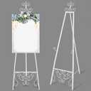 White Easel Stand for Wedding Sign, 55'' Adjustable Vintage Scroll Floor Display Stand with Chain Support for Welcome Poster, Photo, Art, Decorative Event Display (55'' x 18.25'')