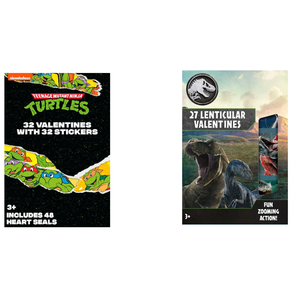 Teenage Mutant Ninja Turtles And Jurassic World Valentines For Kids – Pack Of 3 – Sticker And Lenticular Valentine Cards With Heart Seals And Fun 3D Effects