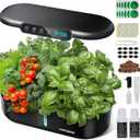 Ahopegarden Hydroponics Growing System Kit: 12 Pods Indoor Herb Garden with Smart Environmental Detection - Full Spectrum LED Grow Light for Growing Vegetables Herbs and Lettuce - Home Gardening (Onyx Black)