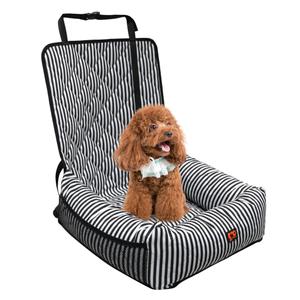 Dog Car Seat for Small and Medium Dogs, Booster Seat Sofa Pet Bed, Portable Car Travel Carrier Bed (Black Stripes-Thick Filling)