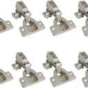 LIKERAINY 95Deg Full Overlay Face Frame Hinge 35mm with Hydraulic Damper for Cabinet Door Compact Soft Closing Short Mini Hinges for Cabinet Cupboard Wardrobe Pack of 8