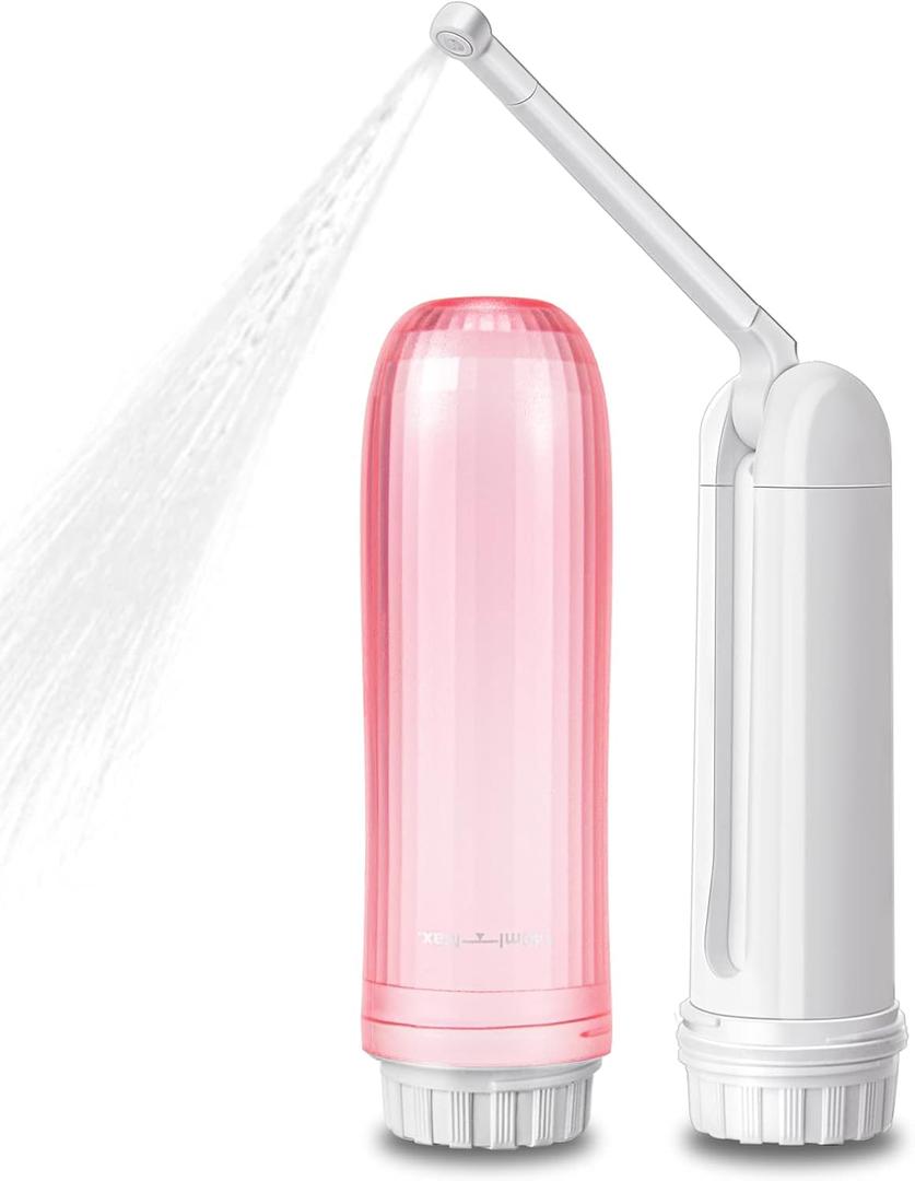 Portable Bidet - Foldable Handheld Travel Bidet with 2 Pressure Options Electric Sprayer for Personal Hygiene Cleaning/Soothing Postpartum Care/Perineal & Hemmoroid Treatment (Pink)