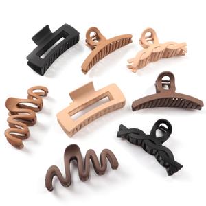 Matte Non-Slip Large Hair Clips for Women 8PCS (Neutral Colors), Durable Claw Clips for Women/Girls | Gift-Ready Neutral Hair Accessories for Daily & Special Occasions (Beige+Khaki+Brown+Black)