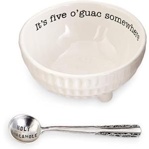 Mud Pie 4851076 Guacamole Serving Dish Set, White, 3" Height x 6" Diameter; 6" Lenght