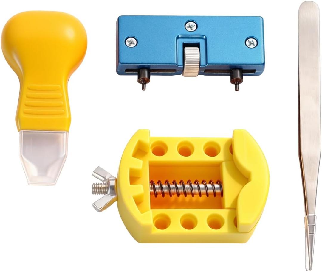 Watch Battery Replacement Tool Kit with Watch Back Remover Holder, Spring Bar, Tweezers, Watch Repair Tools & Kits for Watch Back Removal Battery