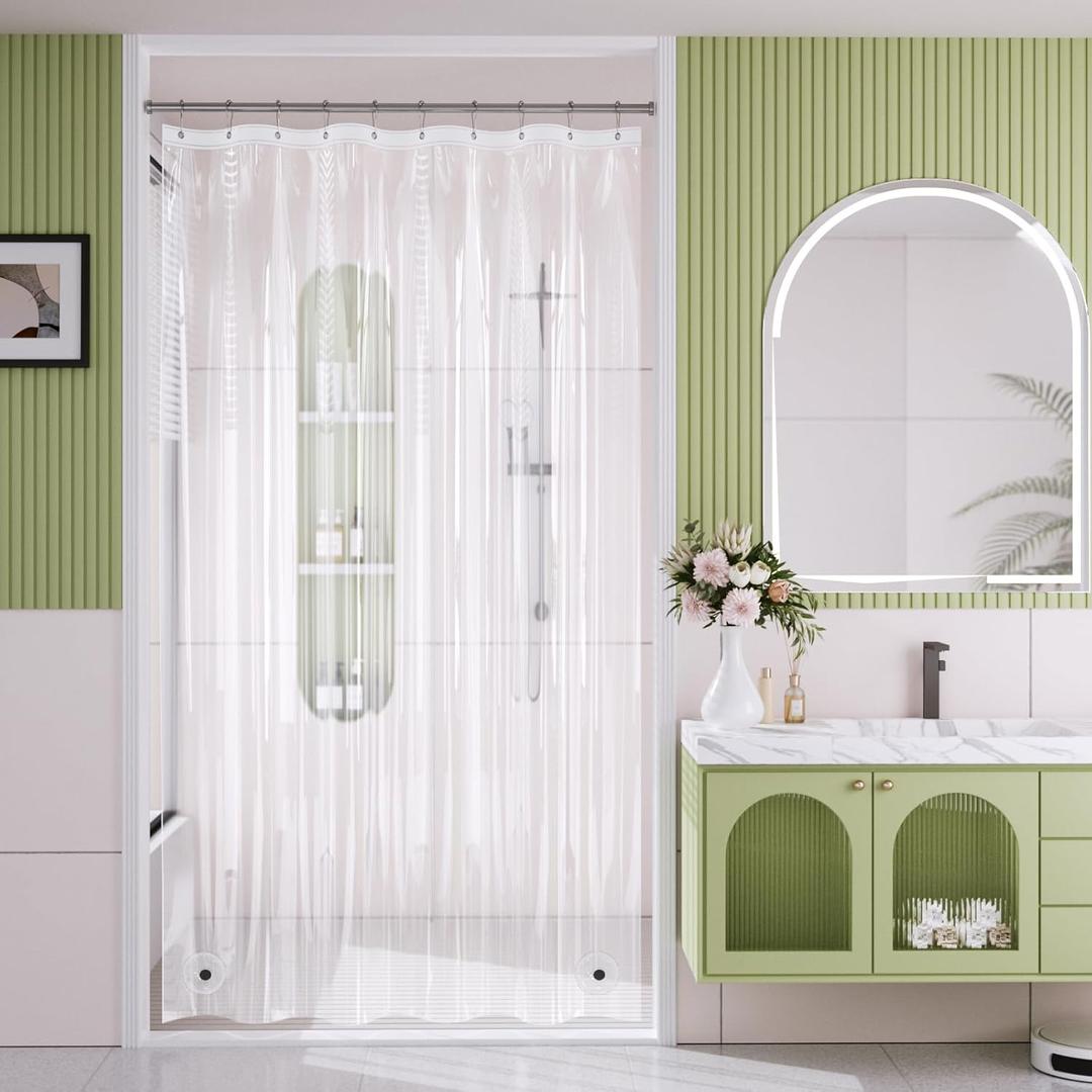 AmazerBath Shower Curtain Liner Small, 60x72 Clear Camper Shower Curtain, Waterproof Plastic Shower Liner, Lightweight PEVA Shower Curtain for Bathroom with 3 Magnets and 10 Rustproof Metal Grommets