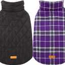 Kuoser Warm Dog Coat, Waterproof Dog Jacket for Extra Large Dogs, Adjustable Durable XXL Doggie Winter Coat Reversible Puppy Cold Weather Apparel from Small to Large Breed, Purple XXL (2X-Large (Pack of 1))