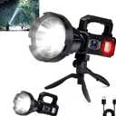 Rechargeable Handheld Spotlight, 2,000,000L Super Bright LED Solar & Battery Powered Spot Light with 6 Modes, 3 Color Lenses, COB Side Light, USB C, Waterproof for Outdoor Emergency Hunting, XL with 3 Lenses