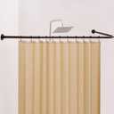 Corner Shower Curtain Rod, [24"-37"] x [24"-37"] L Shaped Rust Proof Adjustable 90 Degree Right Angled Curved Bathroom Curtain Rod with 12 Hooks and Ceiling Support