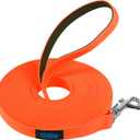 Vivifying Waterproof Dog Leash, 32FT Dog Training Lead Durable PVC Coated Webbing Long Leash with Soft Handle for Camping, Backyard Playing, Beach and Lake(Orange)