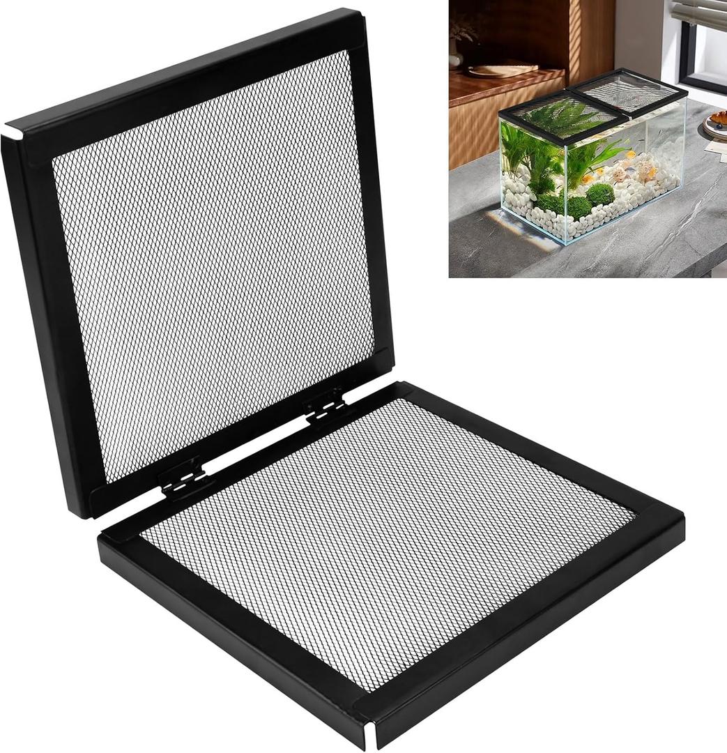 Braveboy Screen Cover for Hinged Door, for 10, 15 High, 20 X-Tall Gallon Aquariums & Glass Tanks, Black - Easy Ventilation