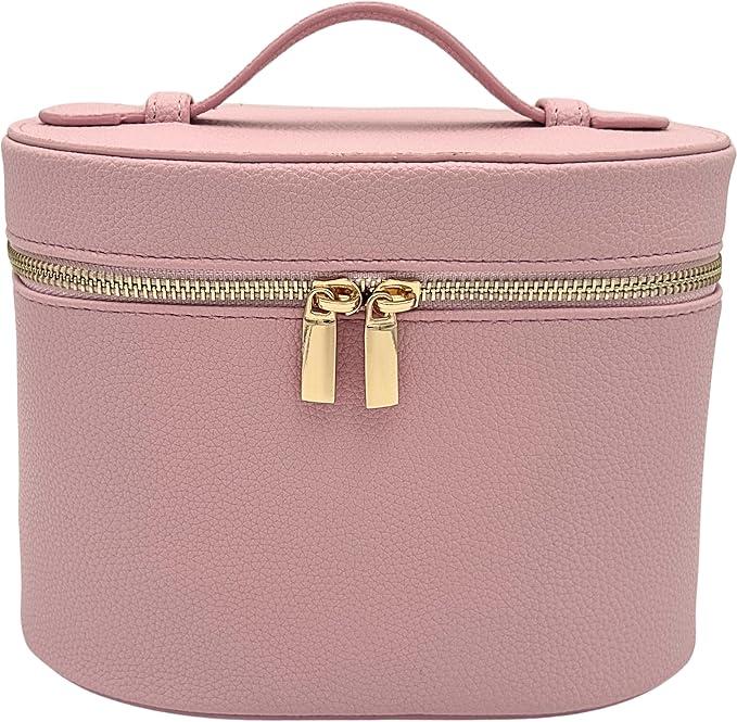 JAZD Vanity Case Makeup Bag with Removable Organizer Divider, Travel Toiletry Cosmetic Organizer for Women Pink