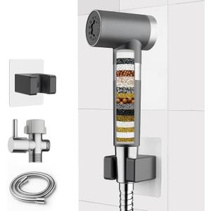 FEELSO Handheld Toilet Bidet Sprayer with Filter, Adjustable Water Pressure Filtered Jet Spray for Toilet with Leak-Proof Bidet Hose for Diaper Sprayer, Feminine Hygiene, Pet Shower & Muslim Shower