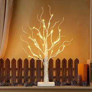 EAMBRITE Birch Tree with Led Lights, Christmas Decorations for Home Indoor with Timer, Lighted Mini Small Artificial Lamp Prelit Twig Tree Battery Operated for Xmas Table Centerpiece Party Decor
