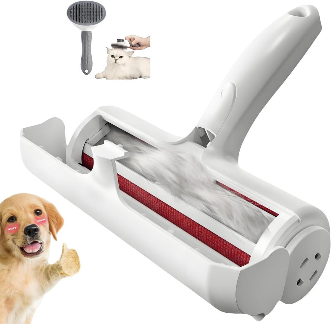 2 x Roller Pet Hair Removal ToolReusable Lint Roller - Cat and Dog Hair Remover for FurnitureDog Brush for SheddingPortable Multi-Surface Fur Removal Tool (Sofas,Carpets,Clothing,Bed Sheet)