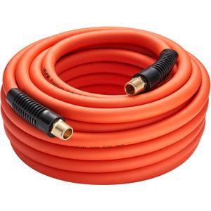 VEVOR Air Hose, 1/2" x 50FT Hybrid Air Compressor Hose, 300 PSI Kink-Resistant Pneumatic Hoses with 1/2-inch Solid MNPT Bras Fittings, Three-Layer Construction, All-Weather Flexibility