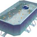 YYW Foldable Swimming Pools Above Ground Pool Garden Big Frame Pools Outdoor Full-Sized Square Pools for Family Adult Kid Dog Easy to Assemble (9.6ftx64.96 x 21.65in(L*W*H))