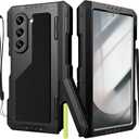 for Samsung Galaxy Z Fold 6 Case with S Pen Holder & Stylus, Z Fold6 Metal Case with Hinge Protection Screen Protector Military Rugged Heavy Duty Bumper Kickstand Cover for Z Fold 6 Black