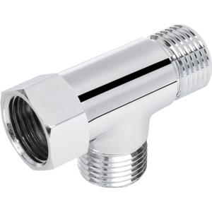 NearMoon Solid Brass G1/2" 3 Way Diverter Valve - Hose Fitting Tee, T Shape Adapter Connector for Angle Valve Hose, Bath Shower Arm, and Toilet Bidet Sprayer Faucet (Chrome Finish)