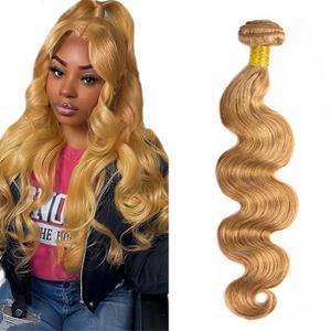 Honey Blonde Bundles Human Hair 27 Body Wave Bundles 28 inch 1 Bundle 50g Double Weft Soft Real 27 Blonde Bundle Human Hair Extensions