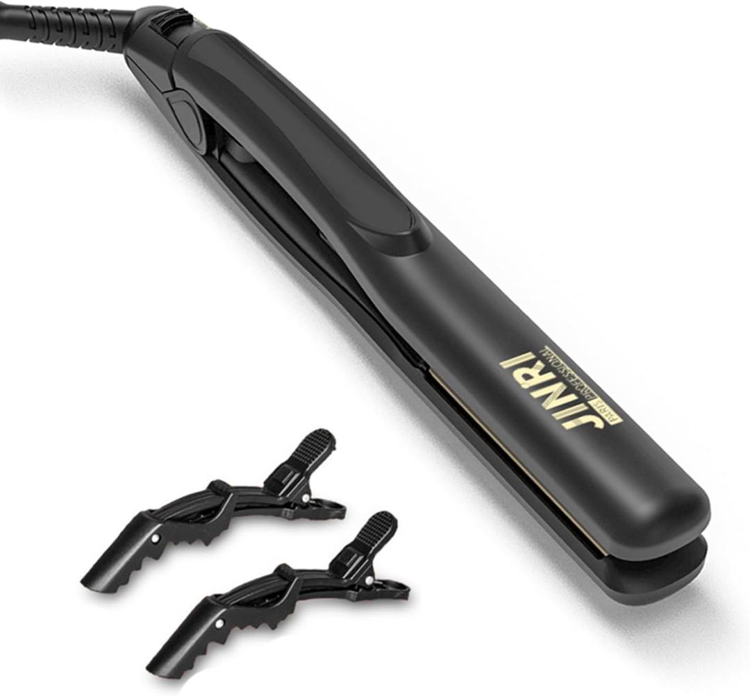 JINRI 0.8 Inch Hair Straightener Titanium Plate Medium-Sized Flat Iron,Perfect Travel Size Hair Straightener Dual Voltage