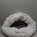 Best Friends by Sheri Original Calming Donut Dog and Cat Bed, Shag Faux Fur, Frost Gray, Small (23in x23in) - Helps Provide Anxiety Relief for Pets