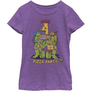 Nickelodeon Girls' Ninja Birthday 4 T-Shirt (Purple, M)