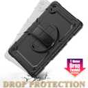 SEYMAC stock Case for Samsung Galaxy Tab A9 8.7'', Full-Body Drop Protection Case with Screen Protector Pencil Holder [360 Rotating Hand Strap] &Stand, Black