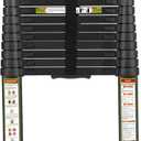 RIKADE Telescopic Ladder, 16.5FT Aluminum Telescoping Ladder with Stable Hook, Portable Extension Ladder, Black