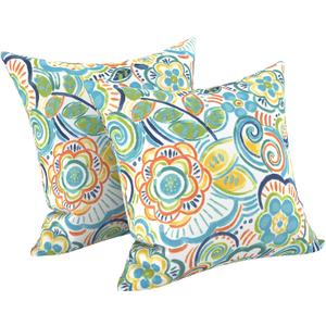 LVTXIII 2 Pack Outdoor Pillow Covers ONLY 18x18 Inch, Water-Repellent Square Decorative Cushion Covers for Patio Furniture, Garden, Sofa, Flower Blue