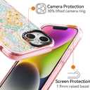 for iPhone 14 Case Cute - Durable Shockproof 6.6 ft Drop Impact Phone Case - Funny Blue Spring Design (6.1") Glitter Pink