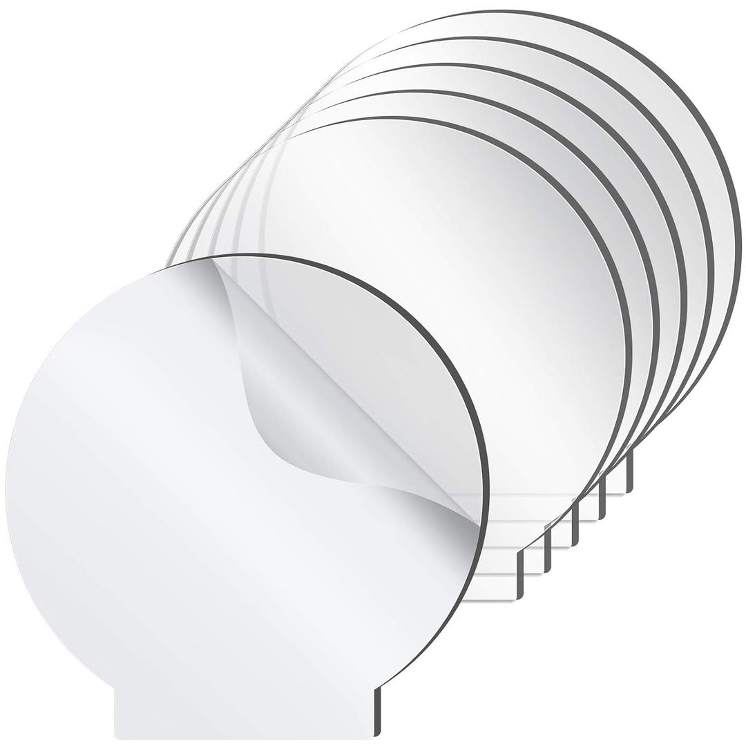 6 Pieces 2 mm Acrylic Sheet Transparent LED Film for LED Light Base Thick Clear Screen with Protective Film Acrylic Blanks for Galentine's Day Table Signs DIY Display Craft(Round)
