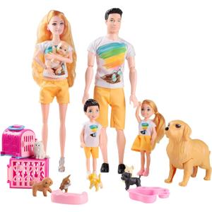 Family Doll Playset for Kids with Pregnant Mom Doll, Dad, Kids, Dollhouse Pets & Accessories  Pretend Play Toy Set for Boys & Girls, Interactive Family Storytelling Imagination Gift