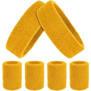 ASTER 6pcs Headband Wristband Set, Including 2pcs Sports Headband and 4pcs Wristband Sports Band Colorful Striped Sweatband for Men and Women Basketball Soccer Yoga Badminton Tennis Volleyball Golf