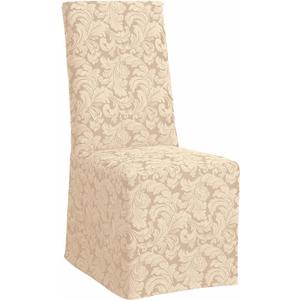 SureFit Scroll Long Dining Chair Slipcover in Champagne