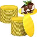 100 Pcs 5 Inch Gold Mini Cake Boards Plate Scallop Edge Round Mini Cardboard Cake Base Circle Cake Plates for Cupcake, Dessert Decorating, Mousse, Grease Proof Disposable Baking Pastry