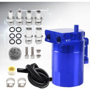 Thick Shell Baffled Oil Catch Can Coolant Fuel Catch Can Reservoir Kit - Blue